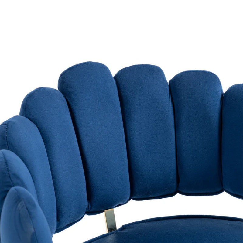 Modern Velvet Home Office Desk Chair with Adjustable Height and Swivel Wheels in Navy-海智集-Default-