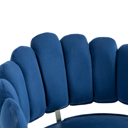 Modern Velvet Home Office Desk Chair with Adjustable Height and Swivel Wheels in Navy-海智集-Default-