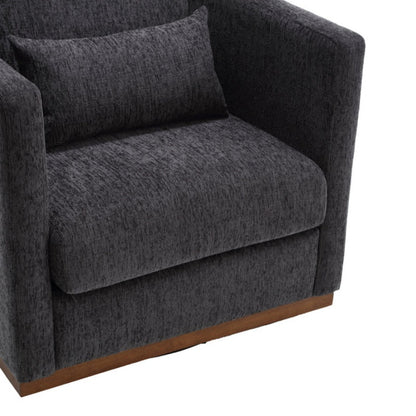 COOLMORE Swivel Barrel Chair, Comfy Round Accent Sofa Chair for Living Room, 360 Degree Swivel Barrel Club Chair, Leisure Arm Chair for Nursery, Hotel, Bedroom, Office, Lounge (Carbon Black Chenille)-海智集-Default-