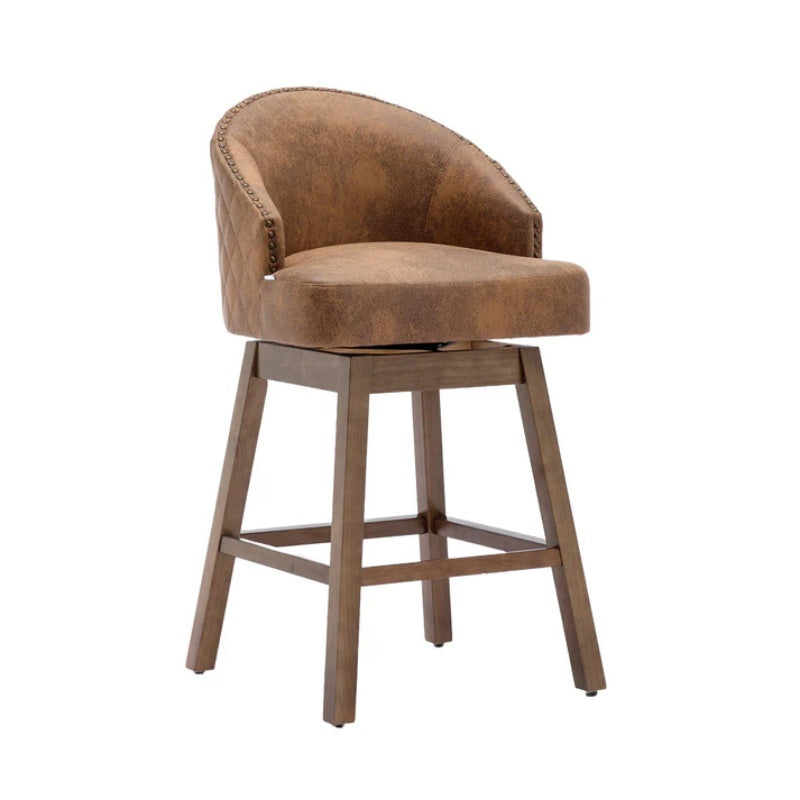 COOLMORE Bar Stools Set of 2 Counter Height Chairs with Footrest for Kitchen, Dining Room And 360 Degree Swivel-海智集-Default-