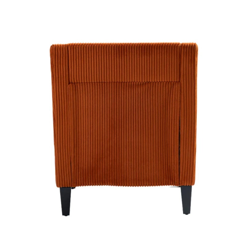 COOLMORE Modern Accent Chair,Upholstered Armchair with Scooped Arms for Bedroom,Apartment,Studio,Office,Waiting Room(Orange Corduroy)-海智集-Default-
