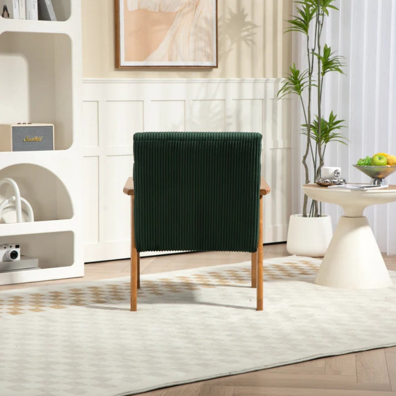 Leisure Chair with Solid Wood Armrest and Feet, Leisure chair, wood frame, velvet, l, solid rubber wood legs, Mid-Century Modern Accent chair, for Living Room Bedroom Studio chair-海智集-Default-