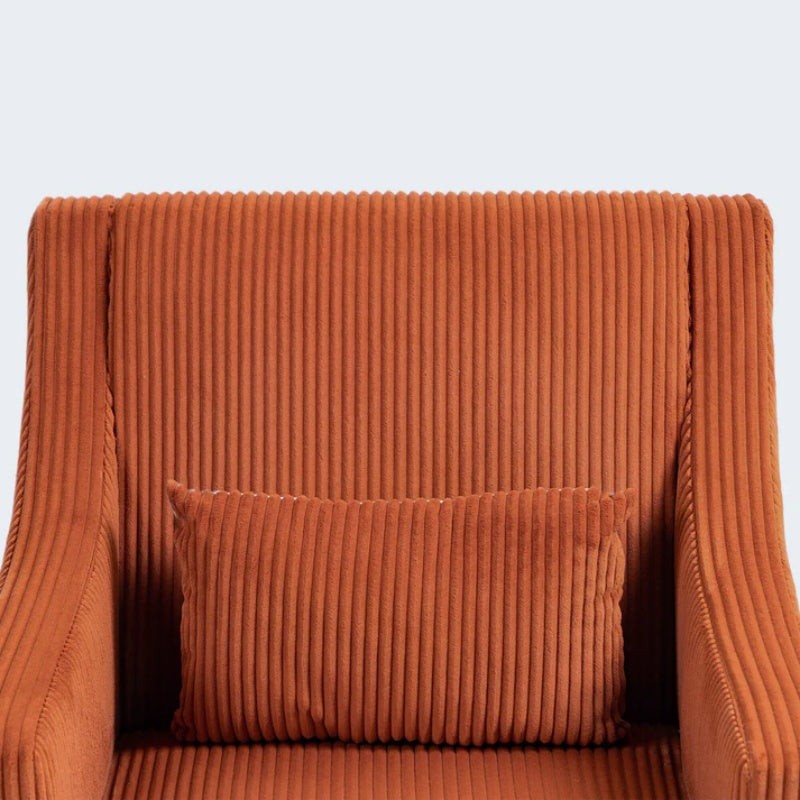 COOLMORE Modern Accent Chair,Upholstered Armchair with Scooped Arms for Bedroom,Apartment,Studio,Office,Waiting Room(Orange Corduroy)-海智集-Default-