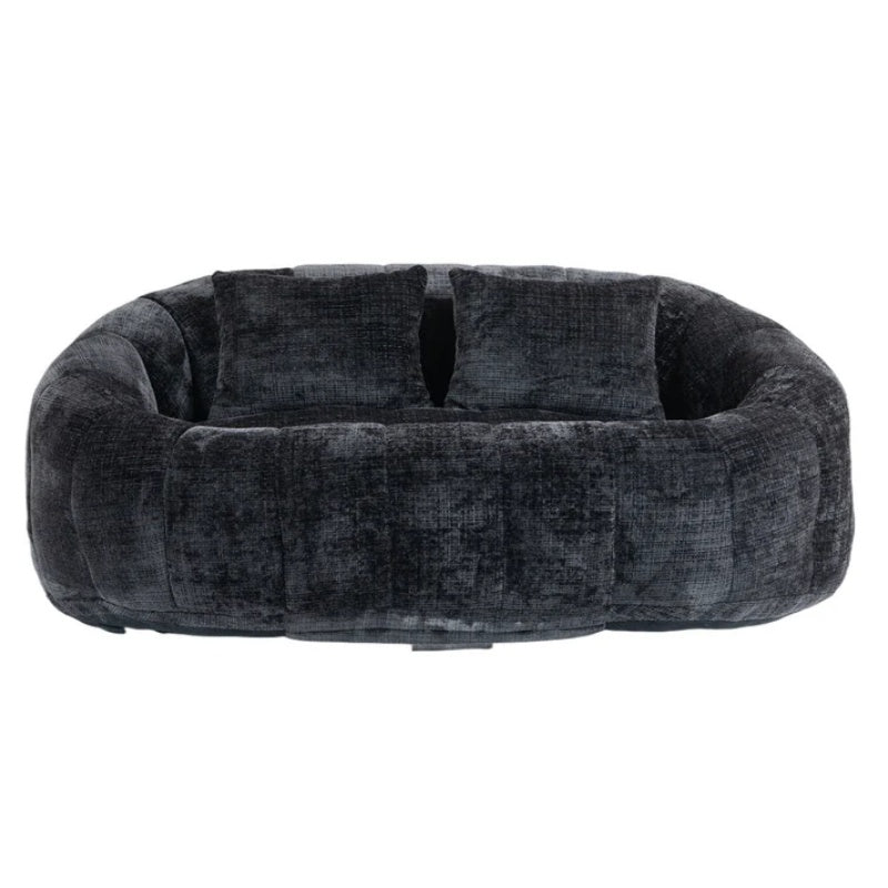 High Back Durable Comfort Bean Bag Sofa Couch for Adults and Kids, Black Chenille-海智集-Default-