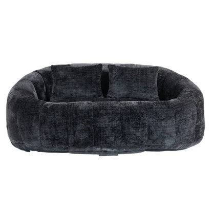 High Back Durable Comfort Bean Bag Sofa Couch for Adults and Kids, Black Chenille-海智集-Default-
