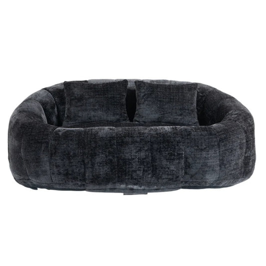 High Back Durable Comfort Bean Bag Sofa Couch for Adults and Kids, Black Chenille-海智集-Default-