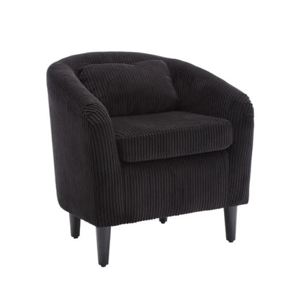 COOLMORE Living Room Accent Barrel Chair, Century Modern Style Decorative Chair, Armchair for Living Room with Thick Cushions and Pillows, Comfy Single Sofa Chair, Chair with Wooden Legs,BLACK-海智集-Default-