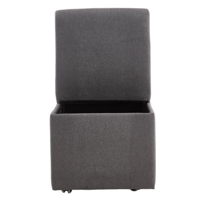 COOLMORE 360 Degree Swivel Upholstered Dining Chairs Set of 2 Swivel Dining Room Chairs Kitchen Chairs Casters & Storage Comfy Modern Rolling Chair for Living Room Fabric Armless Chair-海智集-Default-