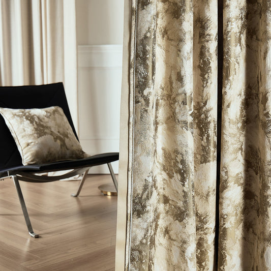 Floating Gold Modern Curtain ：charm of our A Curtain, a perfect blend of natural fibers and color-woven high precision chenille-海智集-