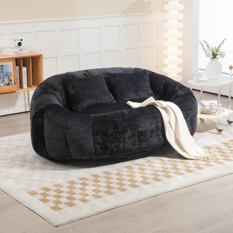 High Back Durable Comfort Bean Bag Sofa Couch for Adults and Kids, Black Chenille-海智集-Default-