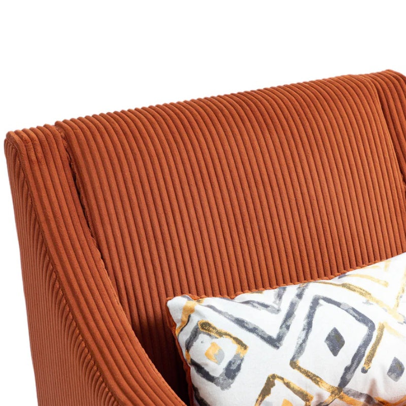 COOLMORE Modern Accent Chair,Upholstered Armchair with Scooped Arms for Bedroom,Apartment,Studio,Office,Waiting Room(Orange Corduroy)-海智集-Default-