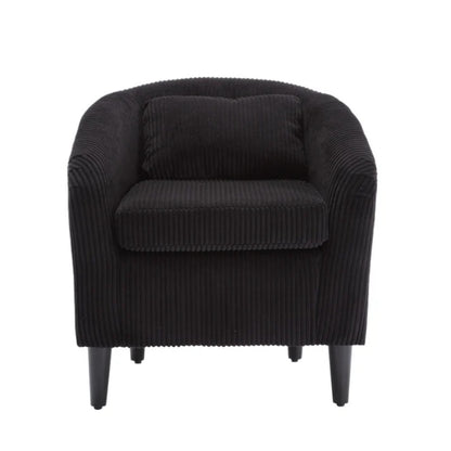 COOLMORE Living Room Accent Barrel Chair, Century Modern Style Decorative Chair, Armchair for Living Room with Thick Cushions and Pillows, Comfy Single Sofa Chair, Chair with Wooden Legs,BLACK-海智集-Default-
