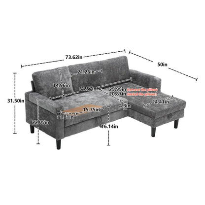 UNITED Sectional Sofa Reversible Sectional Sleeper Sectional Sofa with Storage Chaise-海智集-Default-