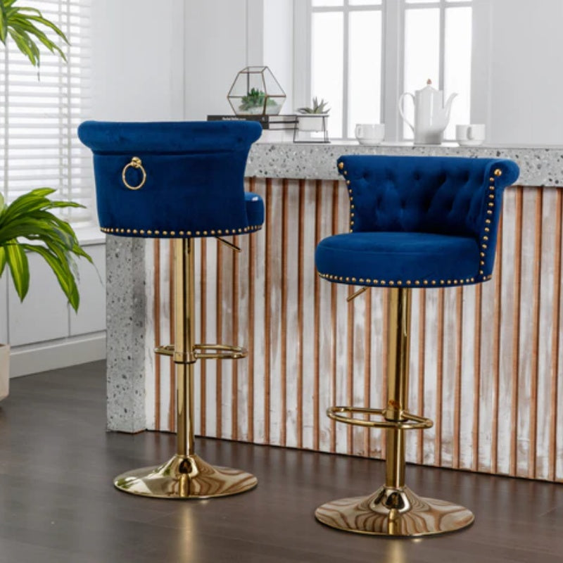 COOLMORE Swivel Bar Stools Set of 2 Adjustable Counter Height Chairs with Footrest for Kitchen, Dining Room 2PC/SET-海智集-Default-