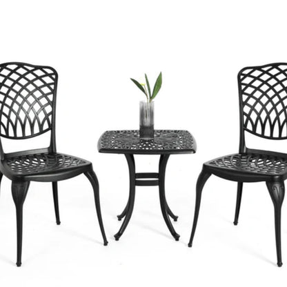 Bistro Set 3 Piece Rustproof Cast Aluminum Patio Furniture Sets 2 Chairs and 1 Round Table Outdoor, Garden, Patio, Balcony, black-海智集-Default-