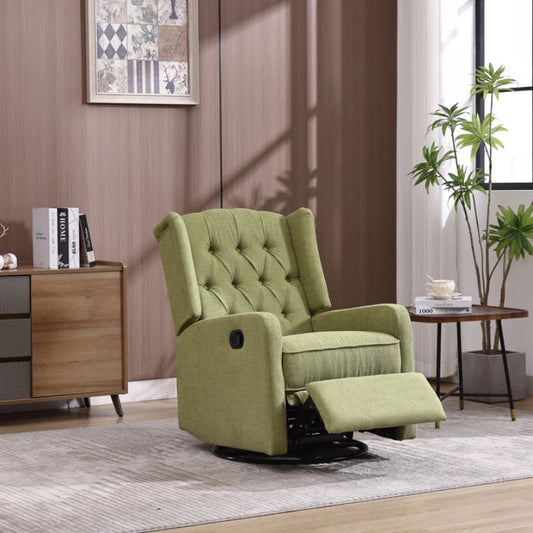 COOLMORE Rocking Recliner Chair,360 Degree Swivel Nursery Rocking Chair,Glider Chair,Modern Small Rocking Swivel Recliner Chair for Bedroom,Living Room Chair Home Theater Seat (Ovive Green)-海智集-Default-