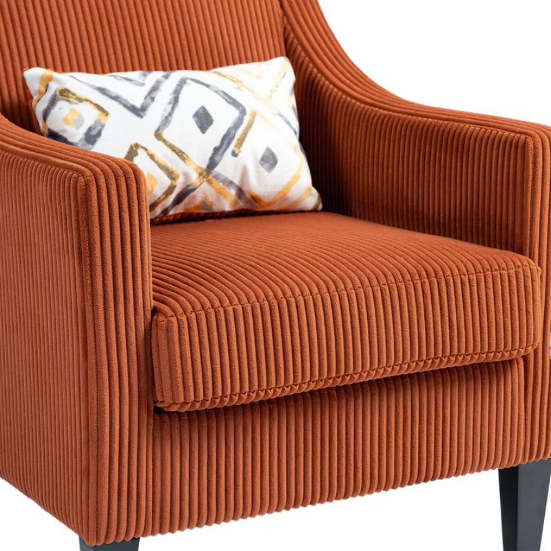 COOLMORE Modern Accent Chair,Upholstered Armchair with Scooped Arms for Bedroom,Apartment,Studio,Office,Waiting Room(Orange Corduroy)-海智集-Default-