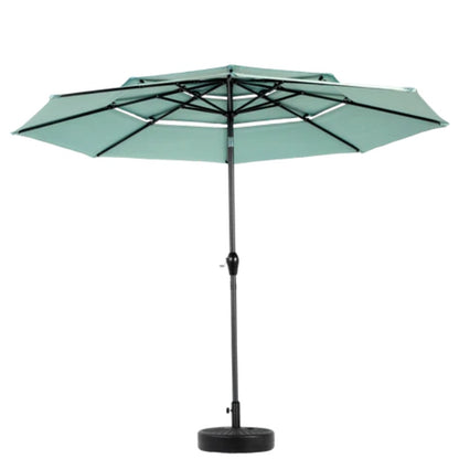 Aluminium 10ft 3 Tier Auto-tilt Umbrella ,Outdoor Patio Umbrella - Market Table Pool Deck Umbrella (Base Not Included) - ( Light green )-海智集-Default-