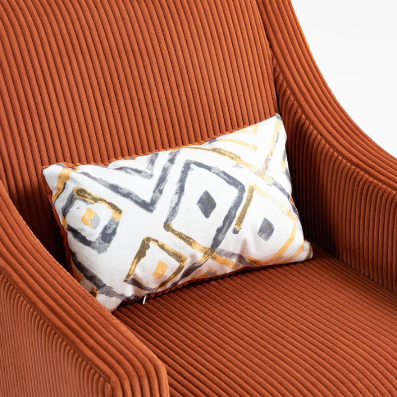 COOLMORE Modern Accent Chair,Upholstered Armchair with Scooped Arms for Bedroom,Apartment,Studio,Office,Waiting Room(Orange Corduroy)-海智集-Default-