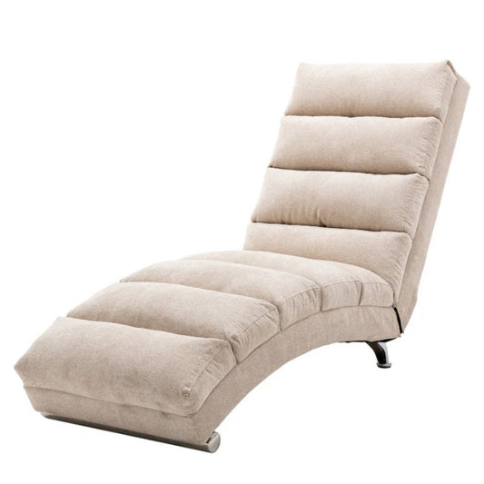 Linen Massage Chaise Lounge Indoor with Remote Control, Ergonomic Electric Massage Lounger in Beige-海智集-Default-