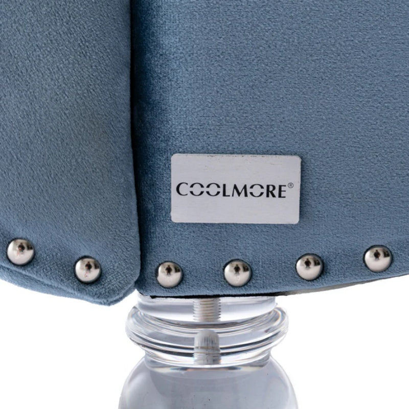 Velvet Chaise Lounge Chair with Pillow, Button-Tufted Upholstered, Light Blue, Solid Wood Frame, Acrylic Legs-海智集-Default-