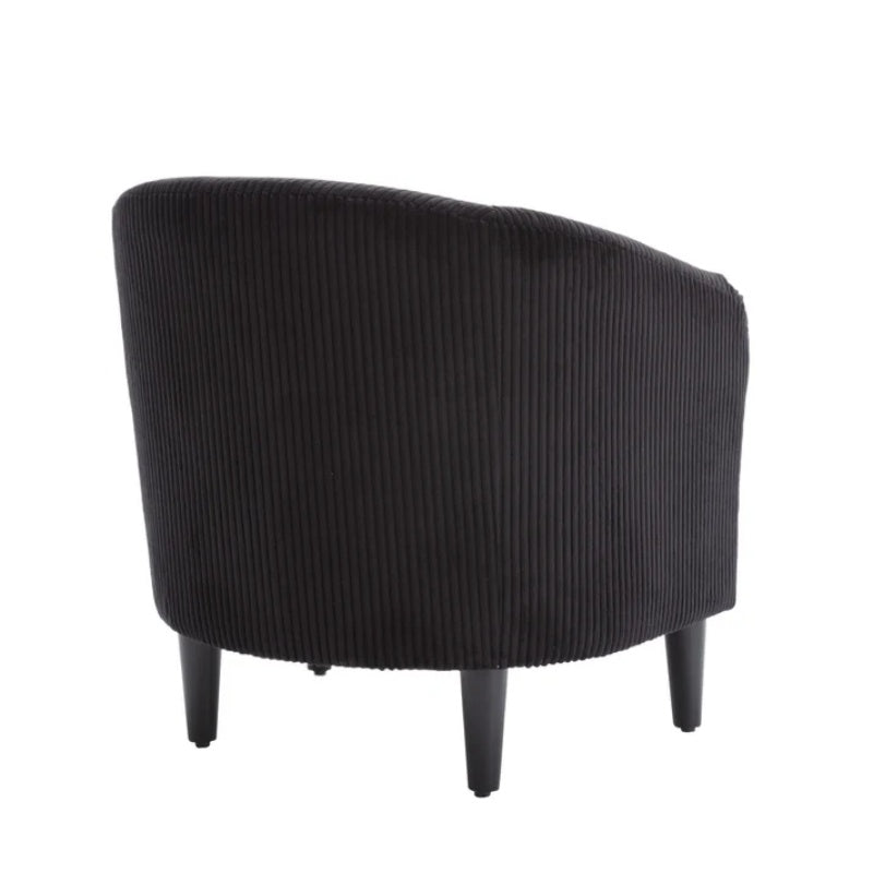 COOLMORE Living Room Accent Barrel Chair, Century Modern Style Decorative Chair, Armchair for Living Room with Thick Cushions and Pillows, Comfy Single Sofa Chair, Chair with Wooden Legs,BLACK-海智集-Default-