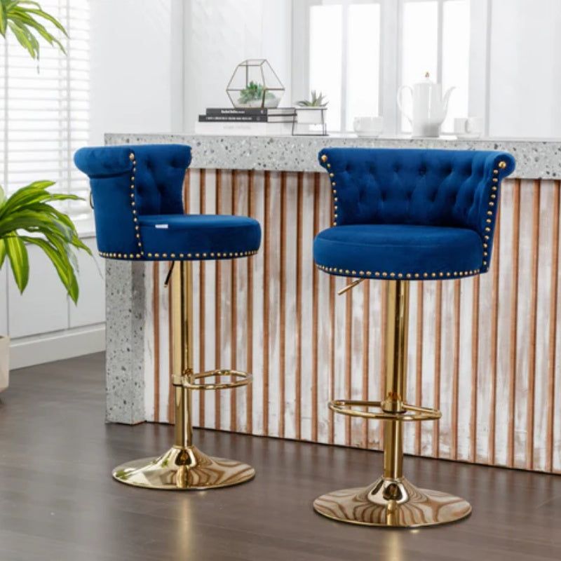 COOLMORE Swivel Bar Stools Set of 2 Adjustable Counter Height Chairs with Footrest for Kitchen, Dining Room 2PC/SET-海智集-Default-