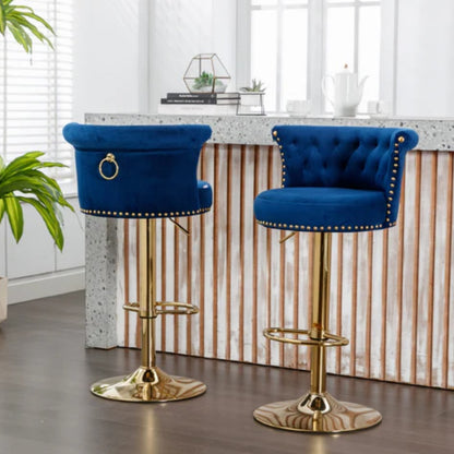COOLMORE Swivel Bar Stools Set of 2 Adjustable Counter Height Chairs with Footrest for Kitchen, Dining Room 2PC/SET-海智集-Default-