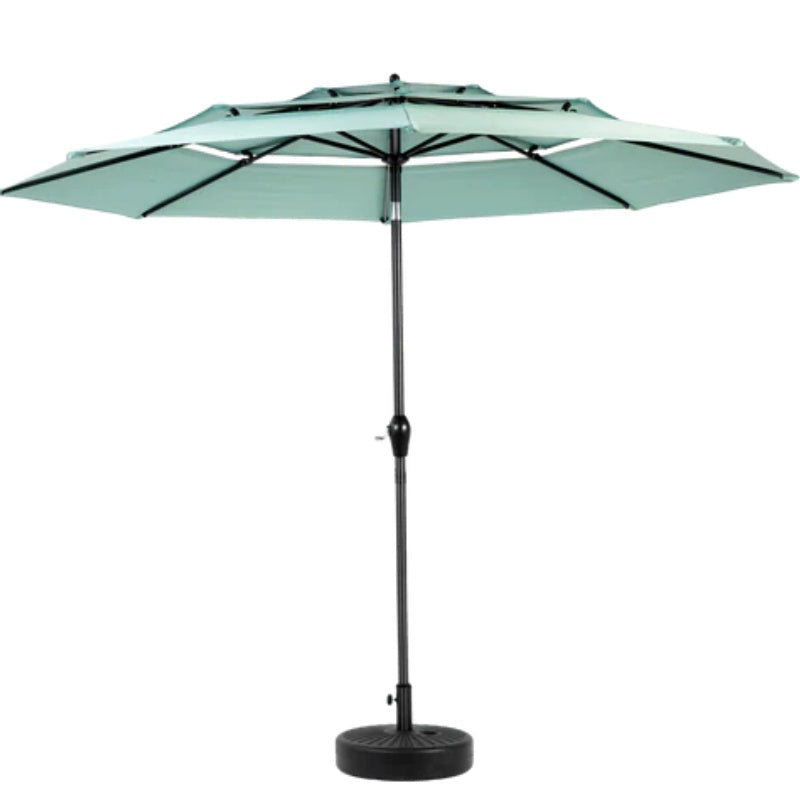 Aluminium 10ft 3 Tier Auto-tilt Umbrella ,Outdoor Patio Umbrella - Market Table Pool Deck Umbrella (Base Not Included) - ( Light green )-海智集-Default-