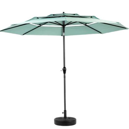 Aluminium 10ft 3 Tier Auto-tilt Umbrella ,Outdoor Patio Umbrella - Market Table Pool Deck Umbrella (Base Not Included) - ( Light green )-海智集-Default-