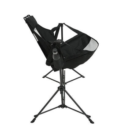 Hammock Camping Chair, Folding Portable Rocking Chair, Aluminum Alloy Adjustable Back Swinging Chair with Pillow Cup Holder, Recliner with Carry Bag for Outdoor Travel Lawn Backyard, Black (2pcs)-海智集-Default-