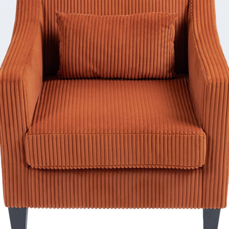 COOLMORE Modern Accent Chair,Upholstered Armchair with Scooped Arms for Bedroom,Apartment,Studio,Office,Waiting Room(Orange Corduroy)-海智集-Default-