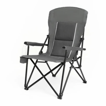 High Back Heavy Duty Lawn Chair Support 250LBS, Portable Collapsible Chair with Cup Holder -Grey-海智集-Default-