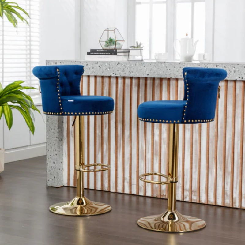 COOLMORE Swivel Bar Stools Set of 2 Adjustable Counter Height Chairs with Footrest for Kitchen, Dining Room 2PC/SET-海智集-Default-
