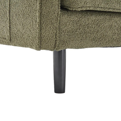 Mid Century Modern Loveseat Sofa with USB Ports, Removable Pillow Cover, Green Boucle Fabric, 56.3 Inches-海智集-Default-