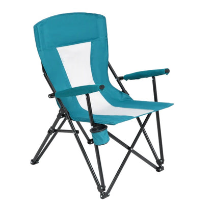 Steel folding Mesh Quad Camping Chair, with Cup Holder, & Carry Bag; Blue-海智集-Default-