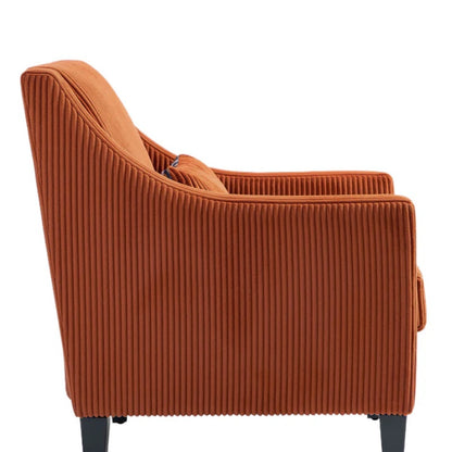 COOLMORE Modern Accent Chair,Upholstered Armchair with Scooped Arms for Bedroom,Apartment,Studio,Office,Waiting Room(Orange Corduroy)-海智集-Default-