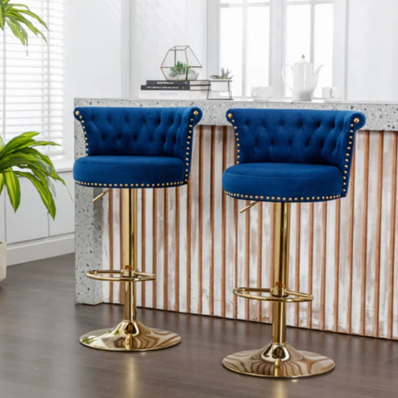COOLMORE Swivel Bar Stools Set of 2 Adjustable Counter Height Chairs with Footrest for Kitchen, Dining Room 2PC/SET-海智集-Default-
