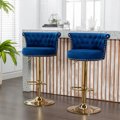 COOLMORE Swivel Bar Stools Set of 2 Adjustable Counter Height Chairs with Footrest for Kitchen, Dining Room 2PC/SET-海智集-Default-