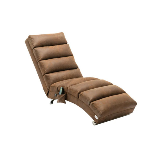 Linen Massage Chaise Lounge Indoor with Remote Control, Ergonomic Electric Massage Long Lounger, Coffee-海智集-Default-