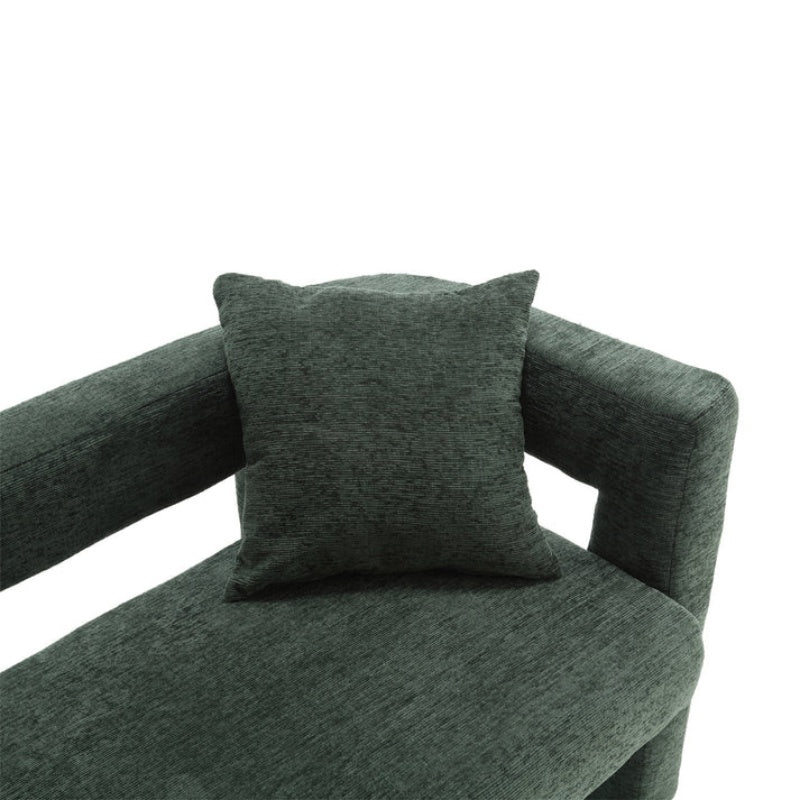 Modern Chenille Loveseat Sofa, Comfy Upholstered 2-Seater, Emerald, Small Accent Couch for Living Room or Bedroom-海智集-Default-