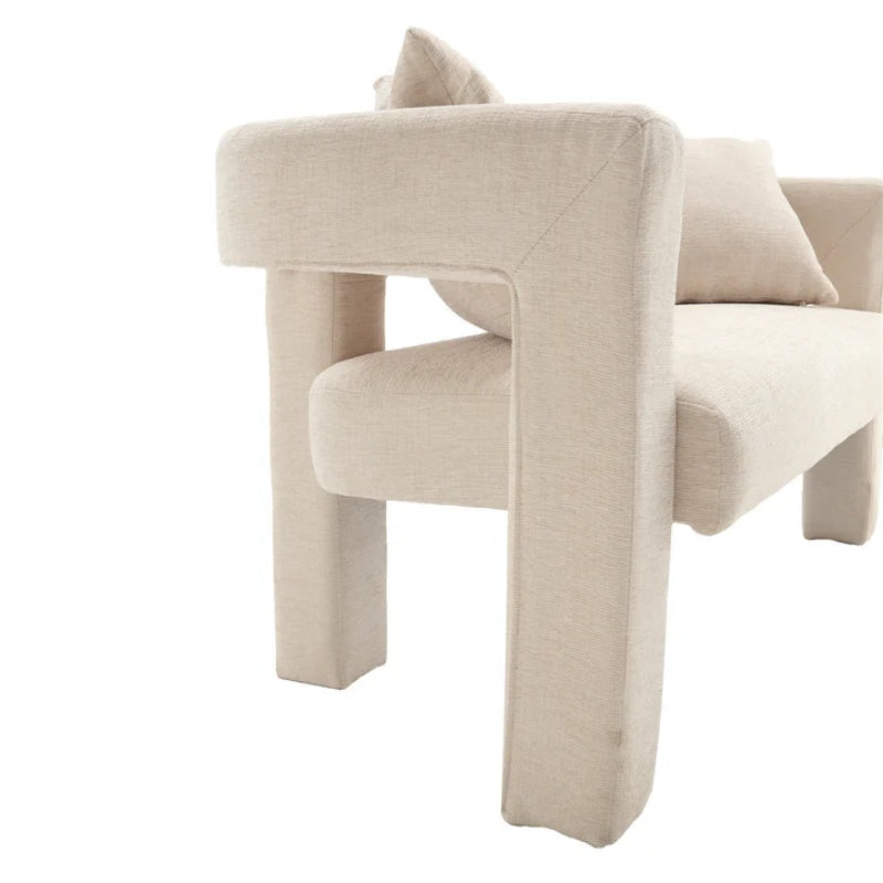 Modern Chenille Loveseat Sofa, Comfy Upholstered 2-Seater Sofa, Beige Chenille Fabric, 51.18'' H x 23.62'' W x 25.59'' D-海智集-Default-