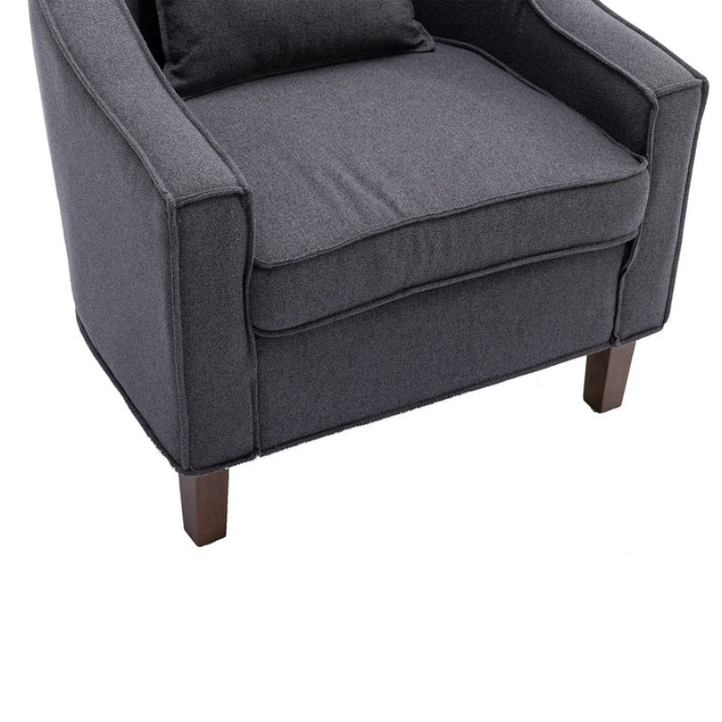 COOLMORE Accent Chair with Ottoman, Mid Century Modern Barrel Chair Upholstered Club Tub Round Arms Chair for Living Room-海智集-Default-