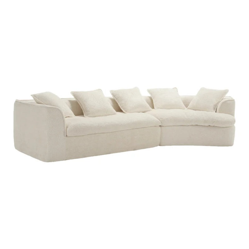 COOLMORE Boucle Sofa 3 Seater for Living Room Oversized Comfy Sofa unique double seat and corner construction for Apartment, Office Right Hand Facing (Beige)-海智集-Default-