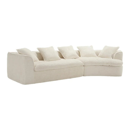COOLMORE Boucle Sofa 3 Seater for Living Room Oversized Comfy Sofa unique double seat and corner construction for Apartment, Office Right Hand Facing (Beige)-海智集-Default-