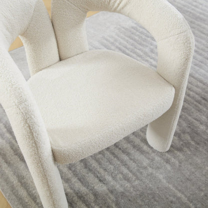 COOLMORE Contemporary Designed Velvet Fabric Upholstered Accent/Dining Chair Beige Teddy Armchair Set of 2-海智集-Default-