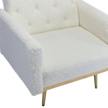COOLMORE Velvet Accent Chair with Adjustable Armrests and Backrest, Button Tufted Lounge Chair, Single Recliner Armchair with Ottoman-海智集-Default-