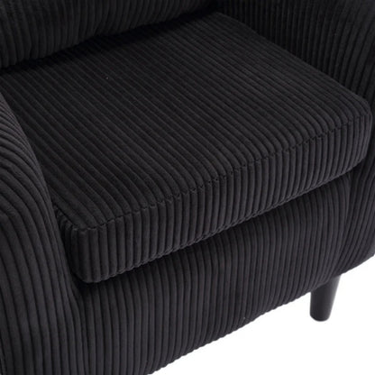 COOLMORE Living Room Accent Barrel Chair, Century Modern Style Decorative Chair, Armchair for Living Room with Thick Cushions and Pillows, Comfy Single Sofa Chair, Chair with Wooden Legs,BLACK-海智集-Default-
