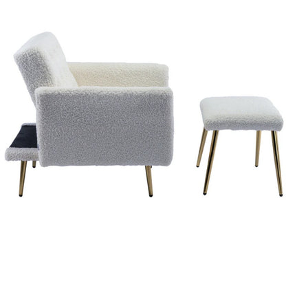 COOLMORE Velvet Accent Chair with Adjustable Armrests and Backrest, Button Tufted Lounge Chair, Single Recliner Armchair with Ottoman-海智集-Default-