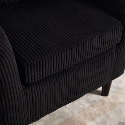 COOLMORE Living Room Accent Barrel Chair, Century Modern Style Decorative Chair, Armchair for Living Room with Thick Cushions and Pillows, Comfy Single Sofa Chair, Chair with Wooden Legs,BLACK-海智集-Default-
